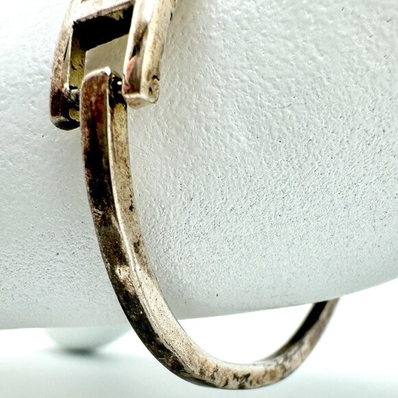 Vintage Mexican Alpaca Silver Tone Bracelet With Red Enamel & Abalone Inlay - Picture 3 of 9